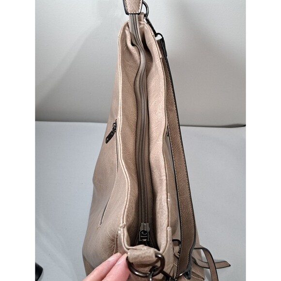 Sam & Hadley Tan/Taupe Faux Leather Studded Shoulder Bag - Picture 5 of 12